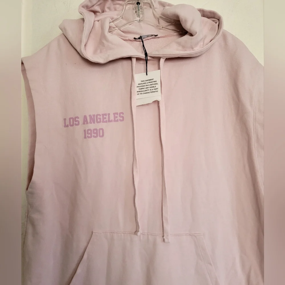 New Zara Pink Washed Plush Sweatshirt Dress Y2K Hoodie 1990 Los Angeles Small - Picture 9 of 15